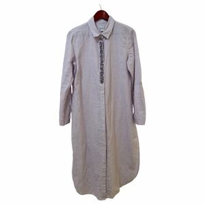 Chicos Womens Linen Blend Bedazzled Swim Coverup Dress Size 10 Stripe Resortwear